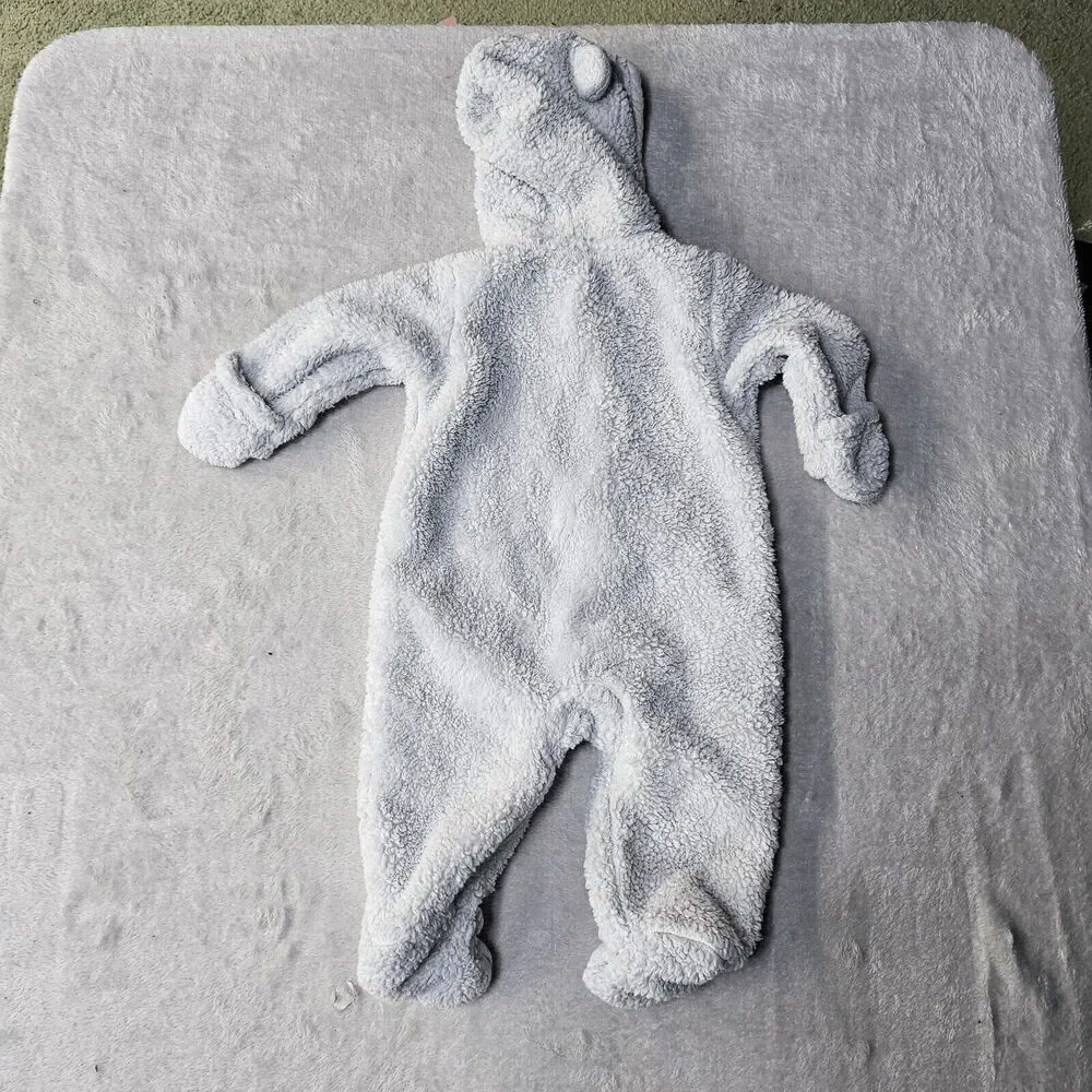 Carter's Teddy Fleece Snow‎ Suit Hooded One Piece Infant Size 6 Months Bear Ears